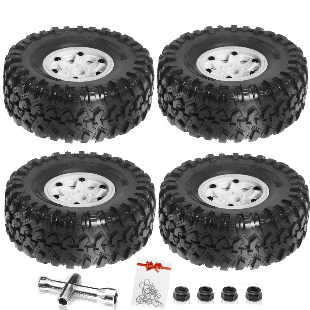 Tdkjfoutr 135 mm Metall 2,2 Beadlock Felgenreifensatz für 1/10 RC Crawler Car Axial SCX10 Wraith RR10 Capra TRX4 YK4082, von Tdkjfoutr