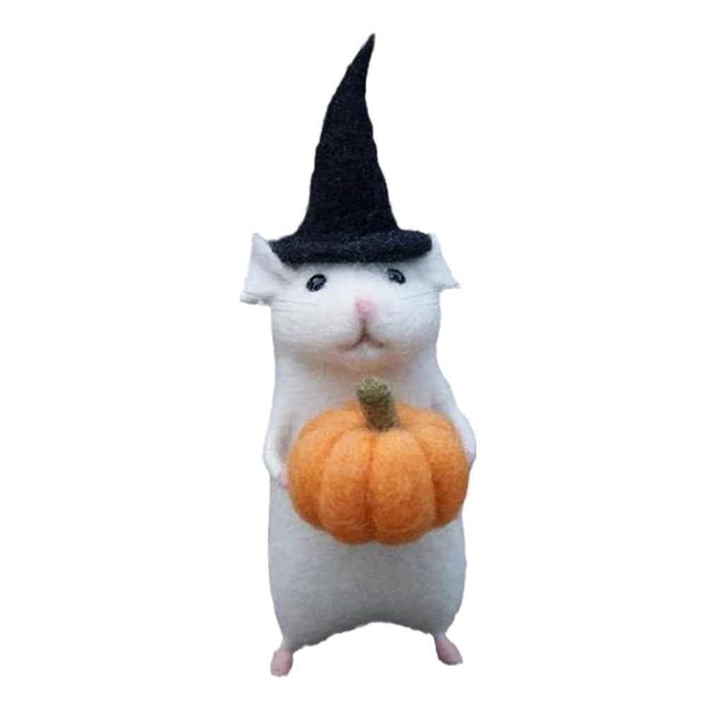 Tdkjfoutr 2 STK Halloween Maus Handgemachte Wollfilz Weihnachtsmaus Ornament Nadelgefilzte Kürbisse Tiere Dekoration C von Tdkjfoutr