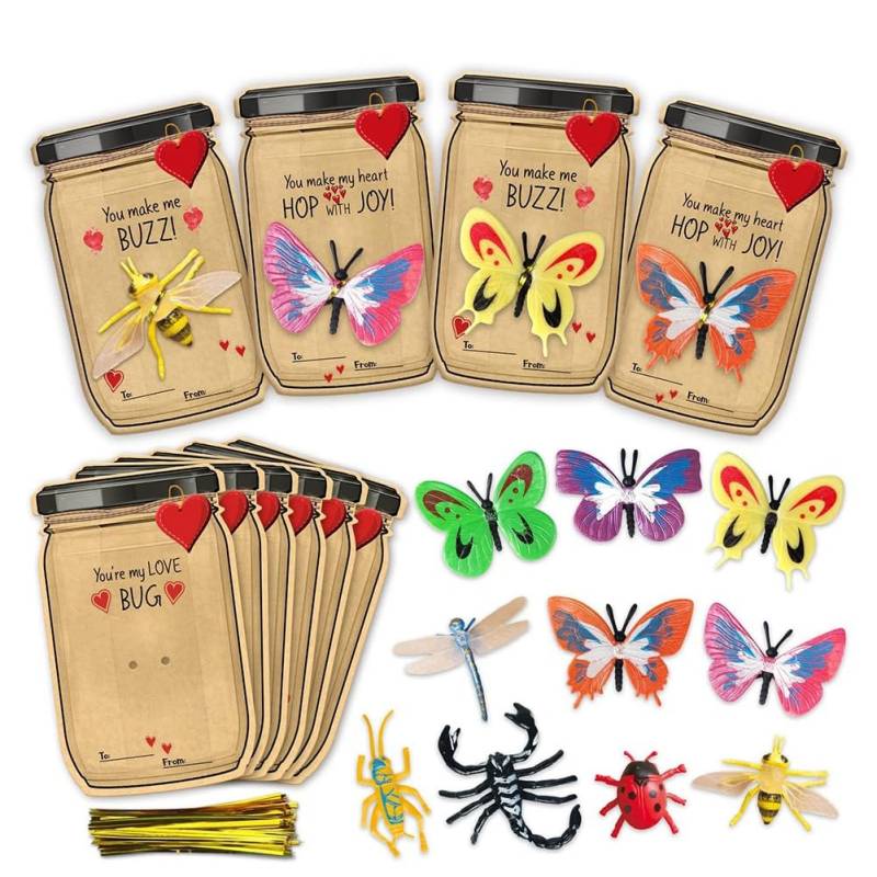 Tdkjfoutr 30er Pack Valentinstags-Geschenkset für Kinder, 6 Verschiedene -Spielzeug Valentins-Karten-Set für und Mädchen, Schulparty-Gefälligkeiten von Tdkjfoutr