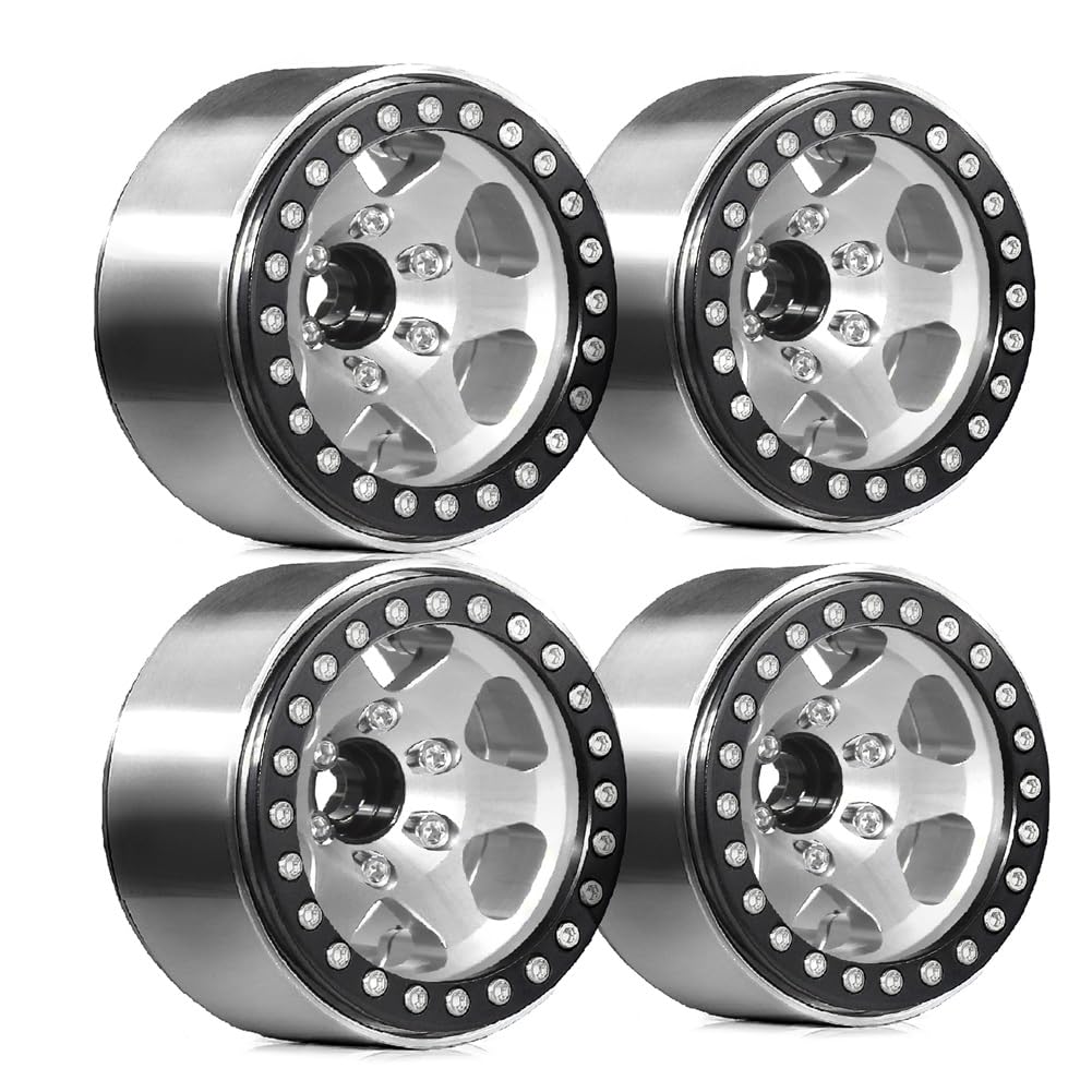 Tdkjfoutr 4 Stück 1,9-Beadlock-Felgenradnaben Aus Metall für 1/10 RC Crawler Car Axial SCX10 Pro Capra TRX4/ D90 Redcat C von Tdkjfoutr