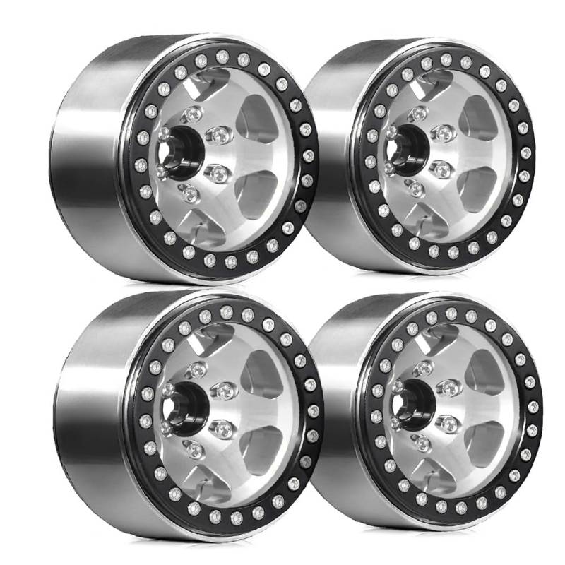 Tdkjfoutr 4 Stück 1,9-Beadlock-Felgenradnaben Aus Metall für 1/10 RC Crawler Car Axial SCX10 Pro Capra TRX4/ D90 Redcat C von Tdkjfoutr