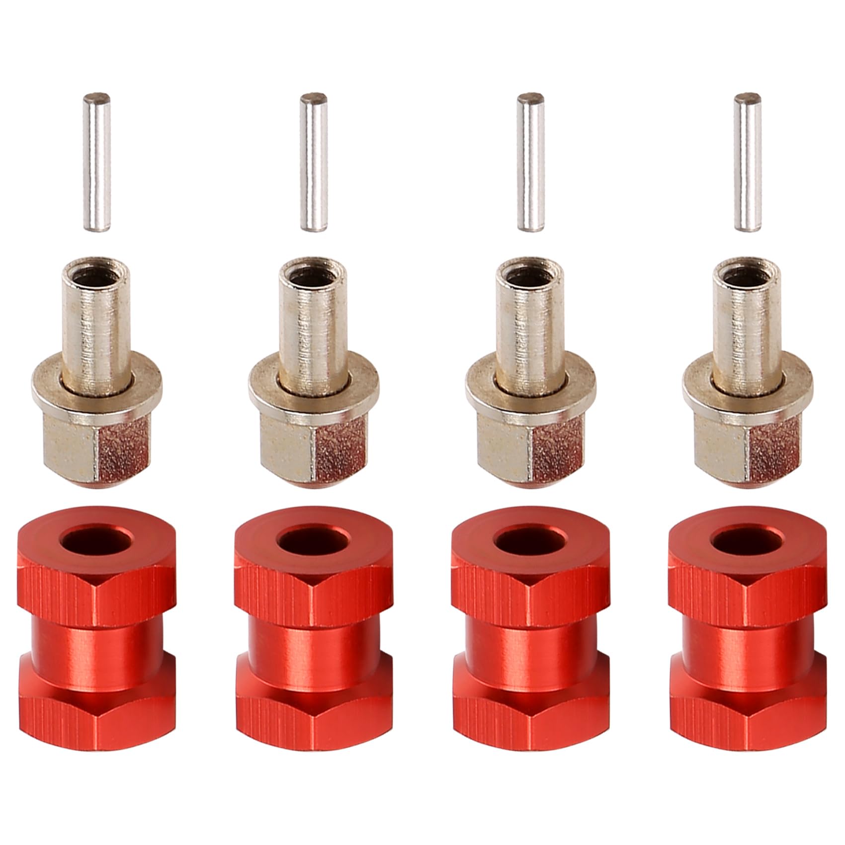 Tdkjfoutr 4 Stück 12 mm Sechskant-Radnaben-Antriebsadapter 15 mm Verlängerungs-Kombinationskupplung für 1/10 RC Car Crawler SCX10 D90, Rot Tdkjfoutr 4 Stück 12 mm Sechskant-Radnaben-Antriebsadapter 15 mm Verlängerungs-Kombinationskupplung für 1/10 RC Car Crawler SCX10 D90, Rot von Tdkjfoutr