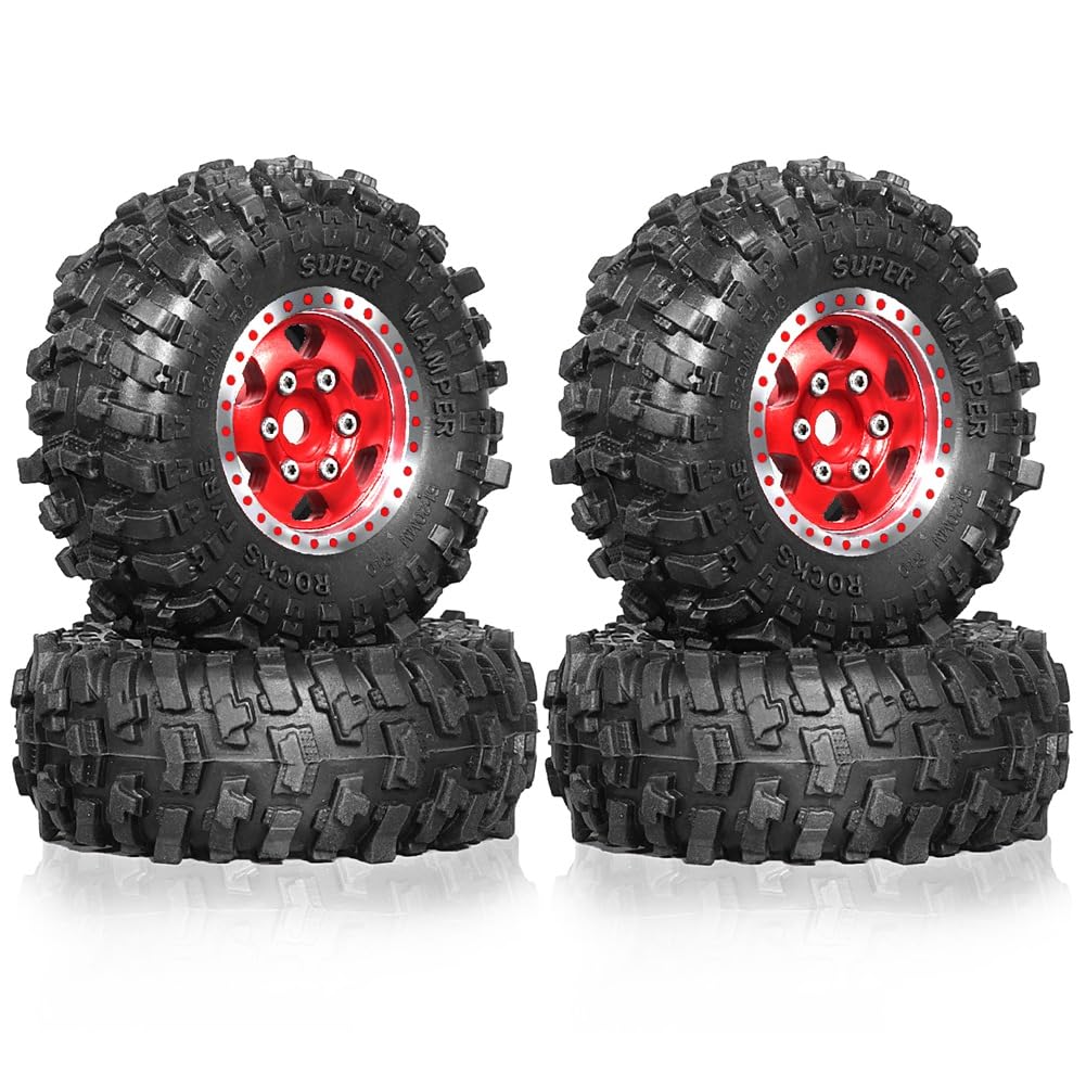 Tdkjfoutr 4 Stück 51 mm 1,0 Metall-Beadlock-Radreifensatz für 1/18 1/24 RC Crawler Car TRX4M SCX24 AX24 FCX24 Upgrade-Teile Rot Tdkjfoutr 4 Stück 51 mm 1,0 Metall-Beadlock-Radreifensatz für 1/18 1/24 RC Crawler Car TRX4M SCX24 AX24 FCX24 Upgrade-Teile Rot von Tdkjfoutr