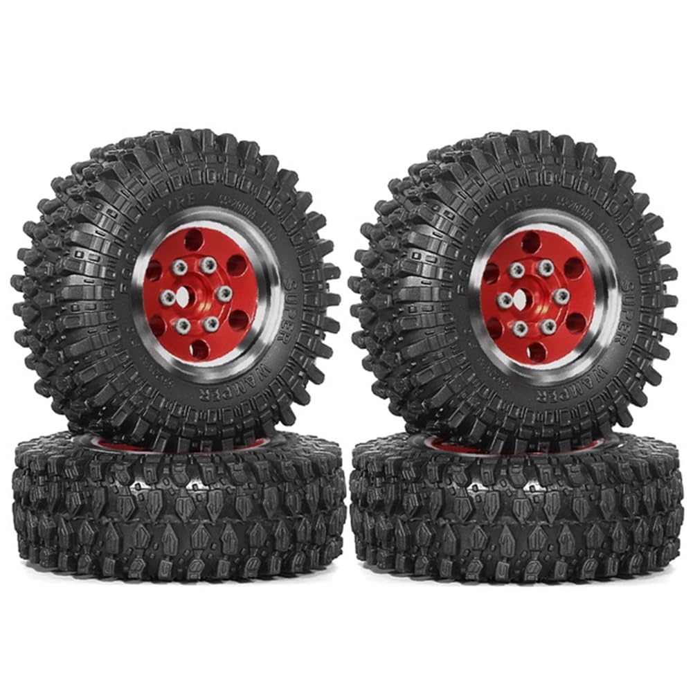Tdkjfoutr 4 Stück 55 mm 1,0 Metall-Beadlock-Radreifen für 1/18 1/24 RC Crawler Car TRX4M SCX24 Upgrade-Teile Zubehör Rot von Tdkjfoutr