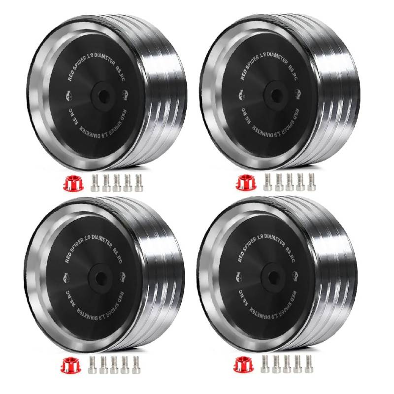 Tdkjfoutr 4 Teile/Satz 1,9 Metall Retro Radnabe für SCX10-4 RC Auto Modifikation Zubehör Universal Schwarz A von Tdkjfoutr
