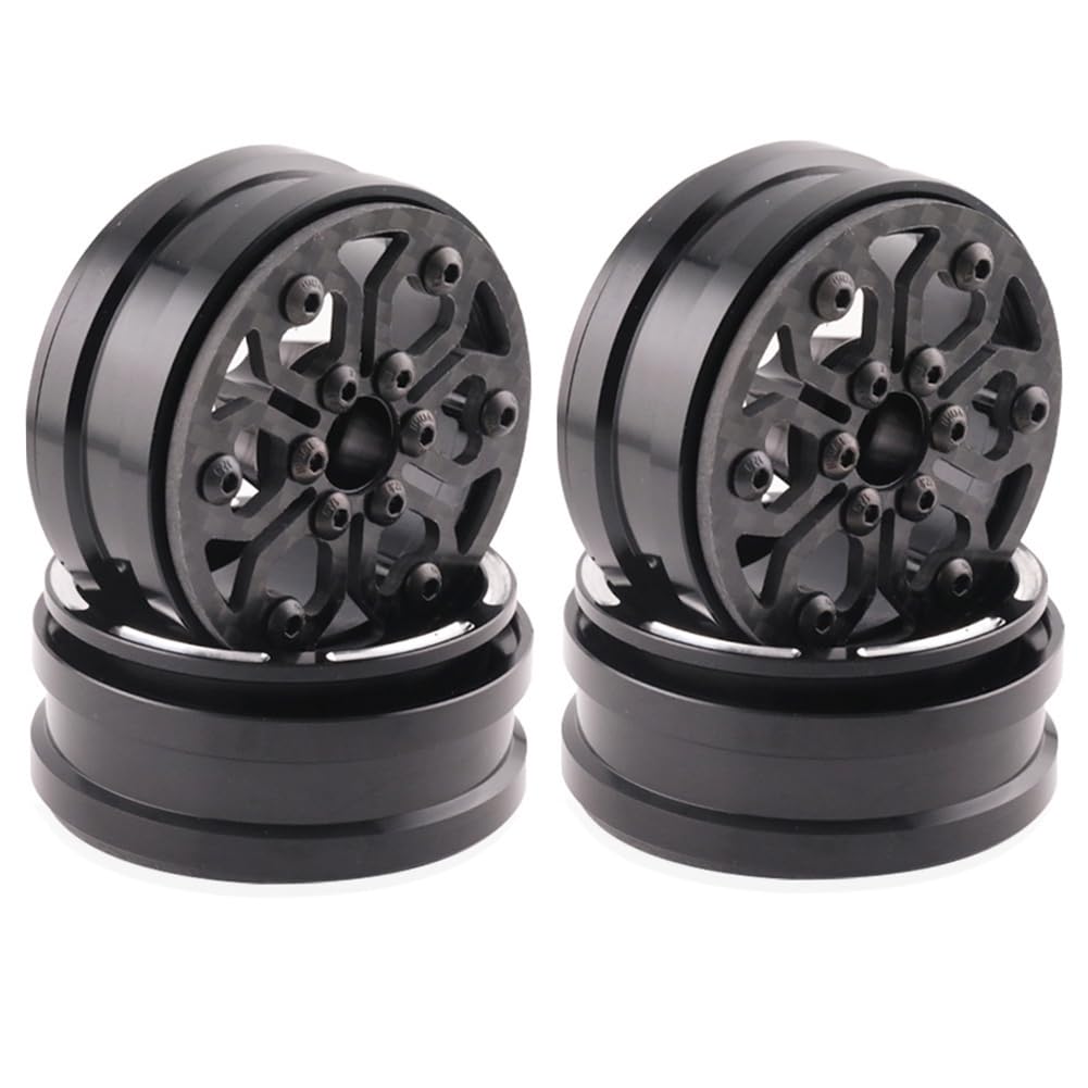 Tdkjfoutr 4-Teilige 1,9-Beadlock-Radnabe Aus Kohlefaser für 1/10 RC Crawler Car Axial SCX10 TRX4 A von Tdkjfoutr