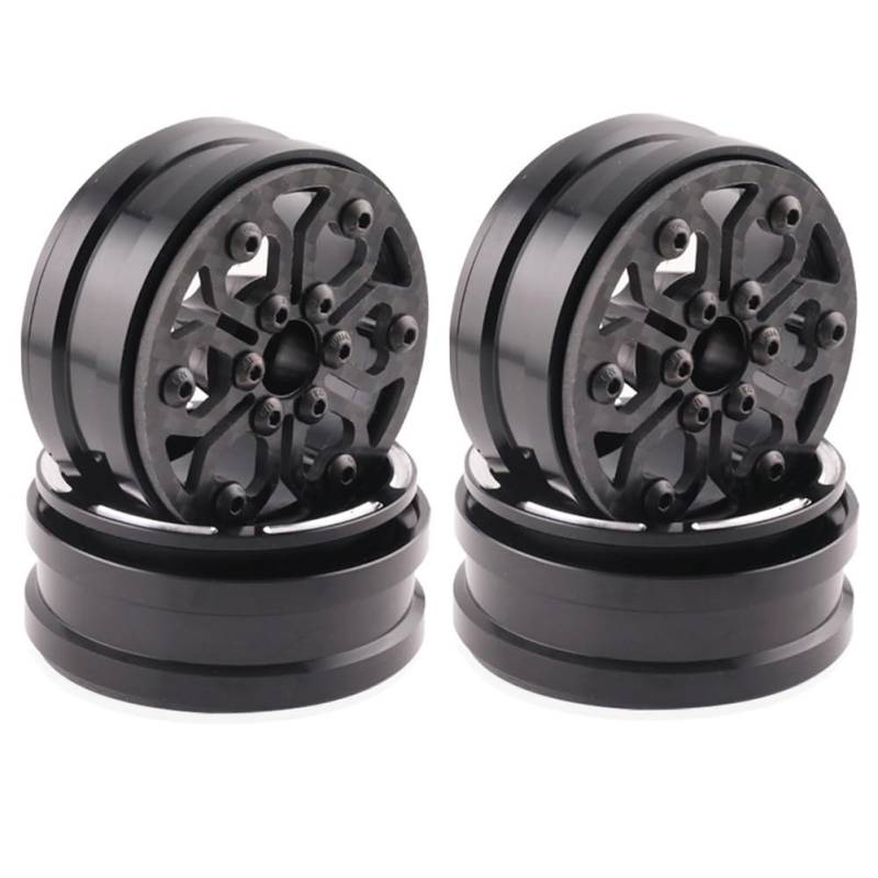 Tdkjfoutr 4-Teilige 1,9-Beadlock-Radnabe Aus Kohlefaser für 1/10 RC Crawler Car Axial SCX10 TRX4 A von Tdkjfoutr