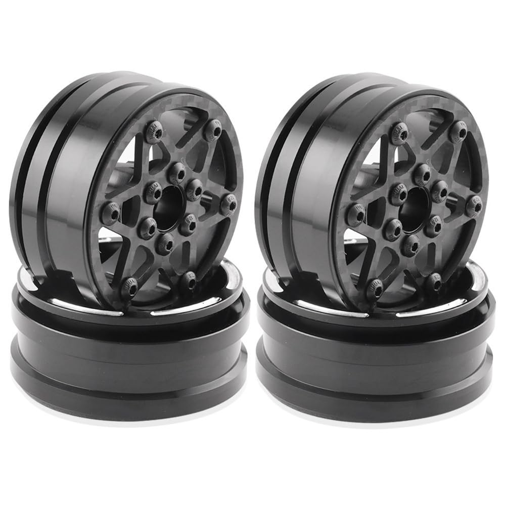 Tdkjfoutr 4-Teilige 1,9-Beadlock-Radnabe Aus Kohlefaser für 1/10 RC Crawler Car Axial SCX10 TRX4 D von Tdkjfoutr