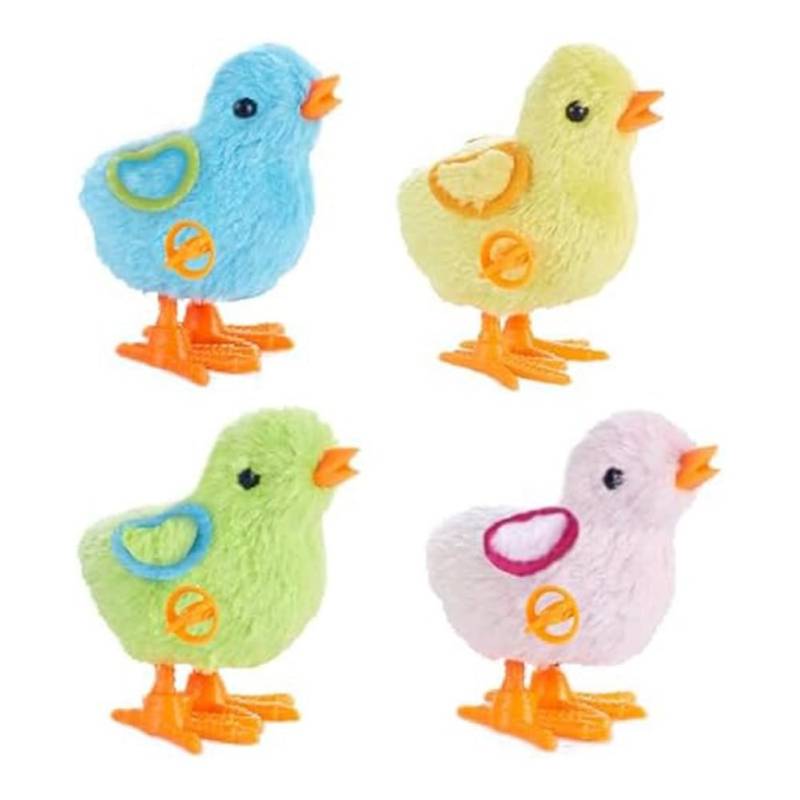 Tdkjfoutr 4er-Pack Springende Aufzieh-Plüschtiere für Kleinkinder und Kinder, die auf das Osterküken Hüpfen von Tdkjfoutr
