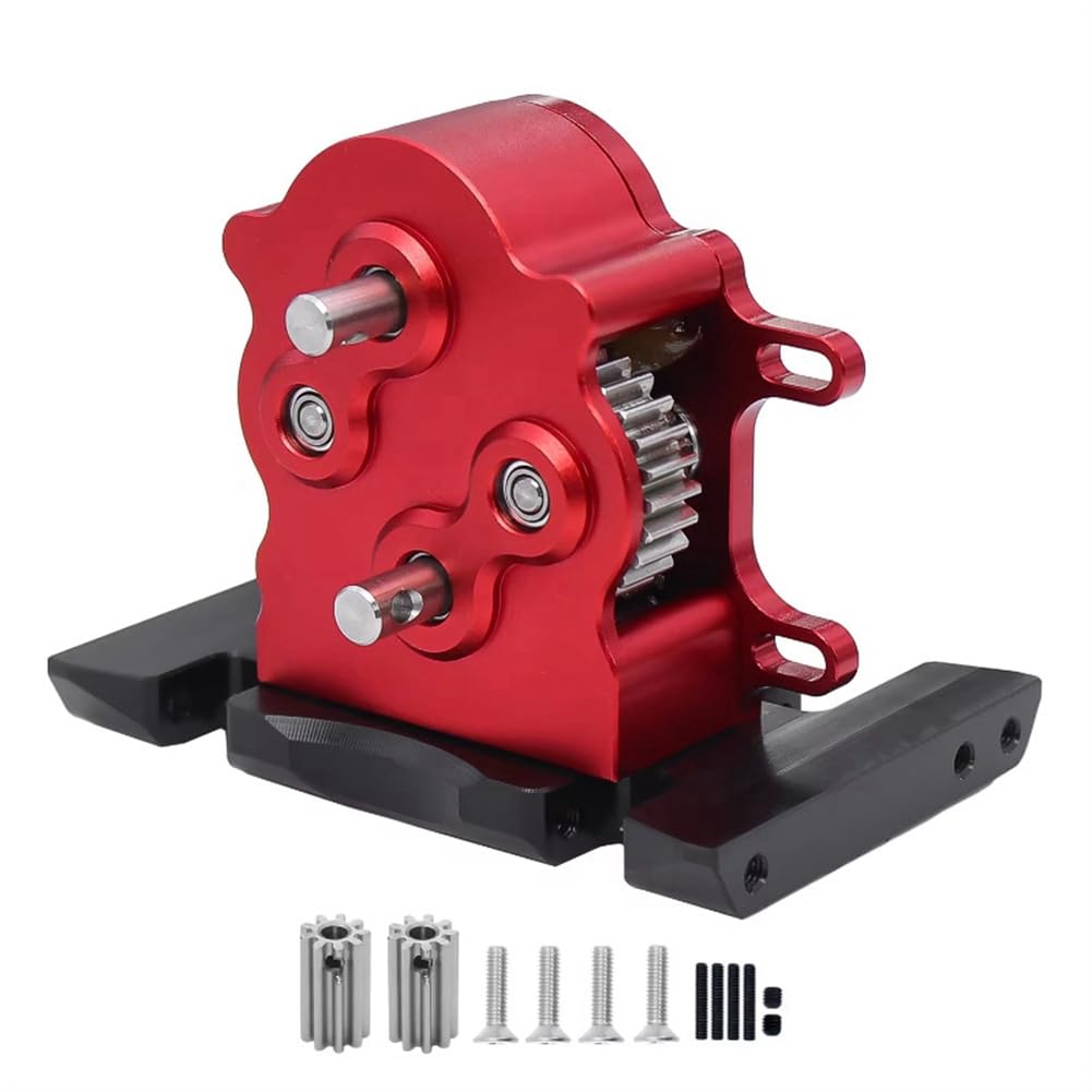 Tdkjfoutr Aluminium-Doppelgetriebe Dig Overdrive-Getriebe für 1/10 RC Crawler Car LCG SCX10 Upgrade-Teile, Rot von Tdkjfoutr