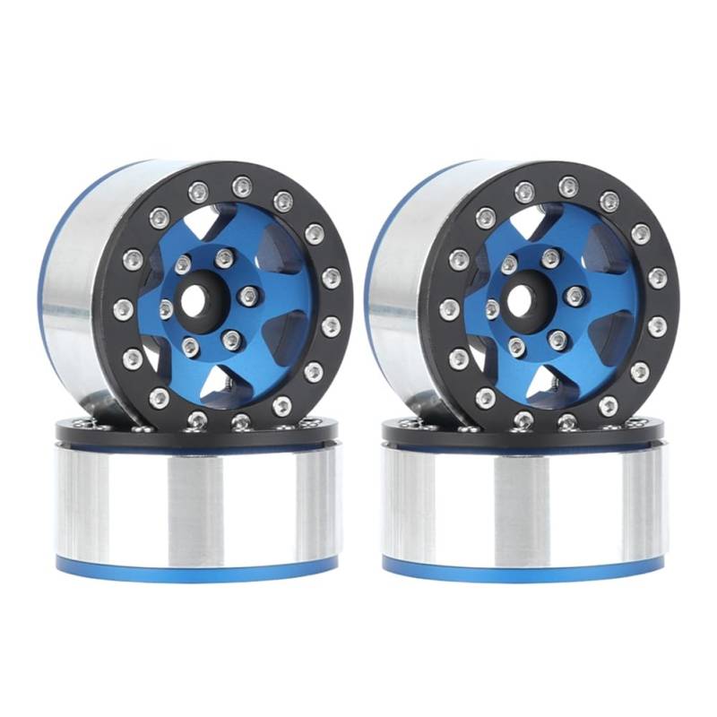 Tdkjfoutr Blaue Schwarze Felge 1,55 Metallrad Reifen Kletterauto AX90069 für JIMNY CC01 von Tdkjfoutr