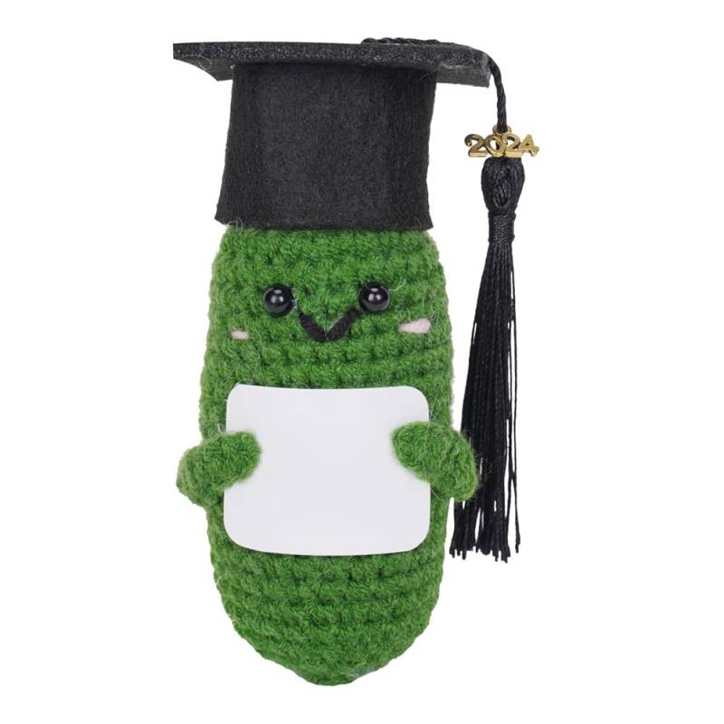Tdkjfoutr Handgehäkelte Süße Plüschpuppen, Süße Gestrickte Plüschpuppen-Dekoration, Doktorhut-Gurke 2024-Anhänger von Tdkjfoutr