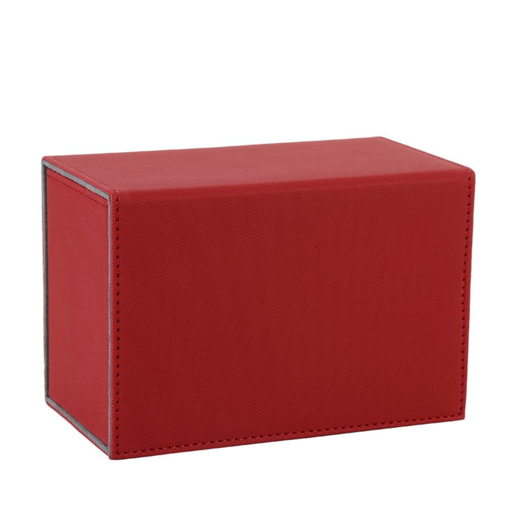 Tdkjfoutr Kartenspielbox, Premium-Kartenbox mit Aufklappbarem Würfelfach, Aufbewahrungsbox für Kartenspiele für Sport, Spielkarten, Langlebig, Einfach zu Verwenden, Rot von Tdkjfoutr