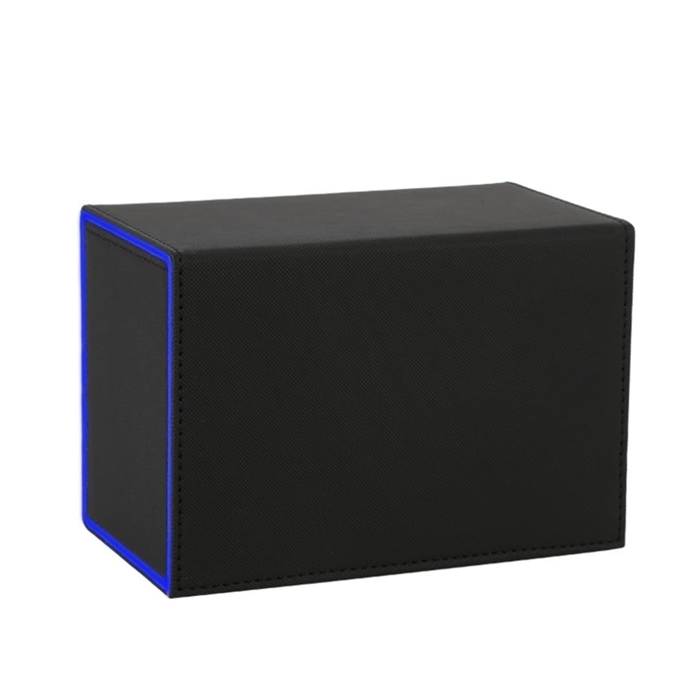 Tdkjfoutr Kartenspielbox, Premium-Kartenbox mit Aufklappbarem Würfelfach, Aufbewahrungsbox für Kartenspiele für Sportspielkarten, Langlebig, Schwarz+Blau von Tdkjfoutr
