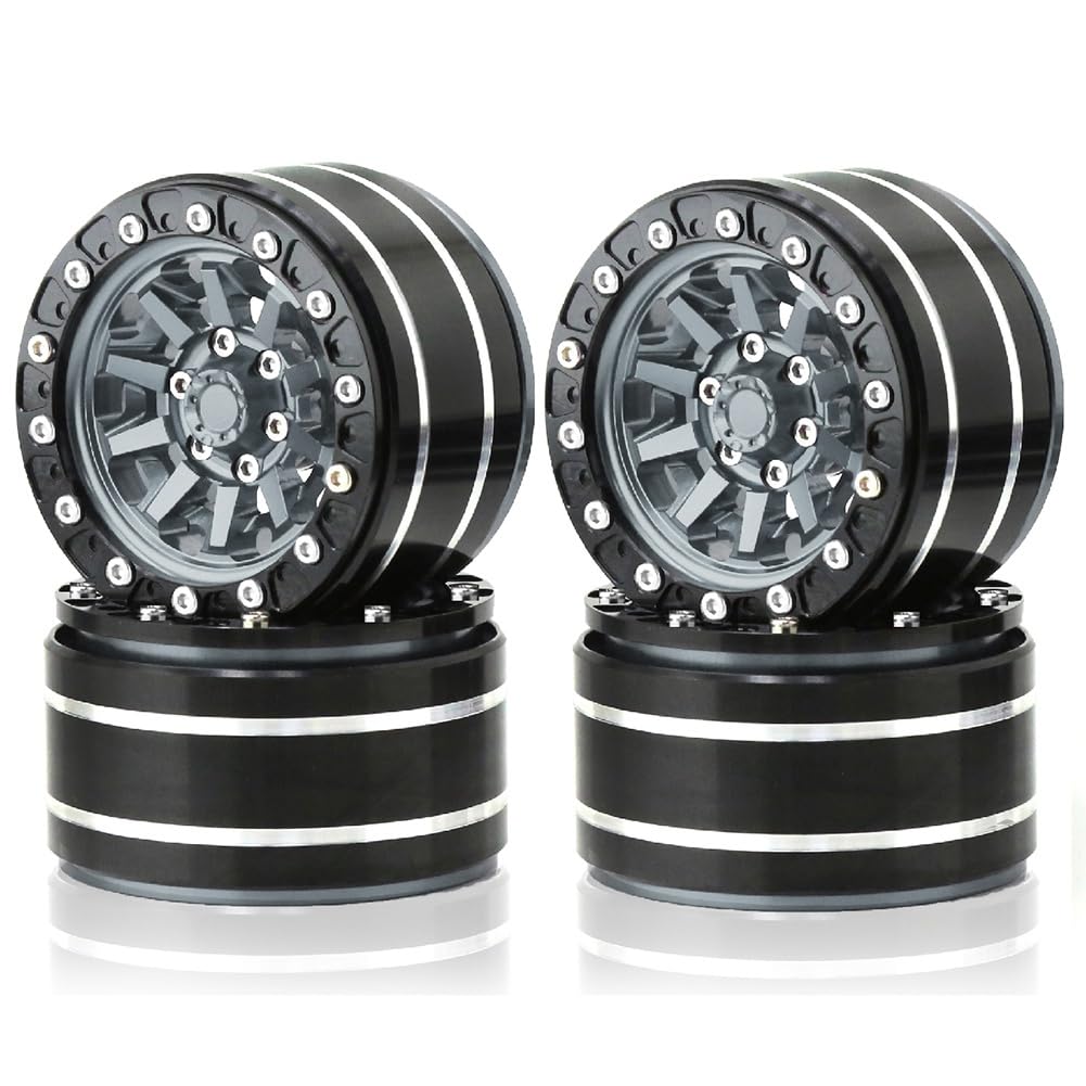 Tdkjfoutr Metall 1,9 Beadlock Felge Außendurchmesser 55 mm für RC 1/10 12 mm Hex Crawler Auto Axial SCX10 90047 CC01 TRX4, 4-Teilige Ersatzteile von Tdkjfoutr