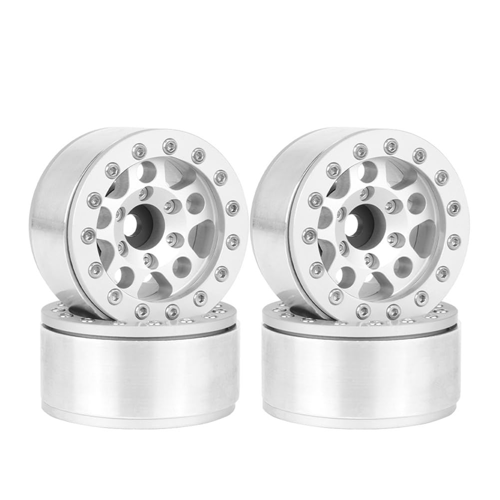 Tdkjfoutr Silbernes 1,55-Metallrad für 1/10 RC-Raupenfahrzeug Axial Silver-Edged SCX10 Ghost TRX4 TRX6 D90 4WD von Tdkjfoutr
