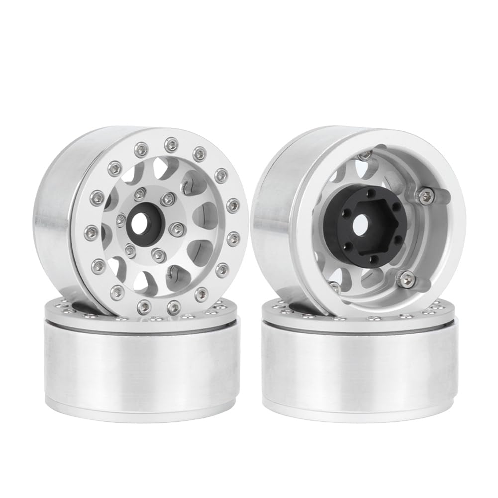 Tdkjfoutr Silver-Edged 4 1,55 Metallrad Modellautoteile für Axial SCX10 Ghost TRX4 TRX6 D90 1/10 RC Crawler Car von Tdkjfoutr