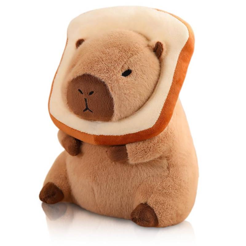 Tdkjfoutr Süßes Capybara-Plüschkissen mit Brot, Kawaii-Weiches Capybara-Plüschpuppenkissen, Capybara-Kuscheltiere, Spielzeug von Tdkjfoutr