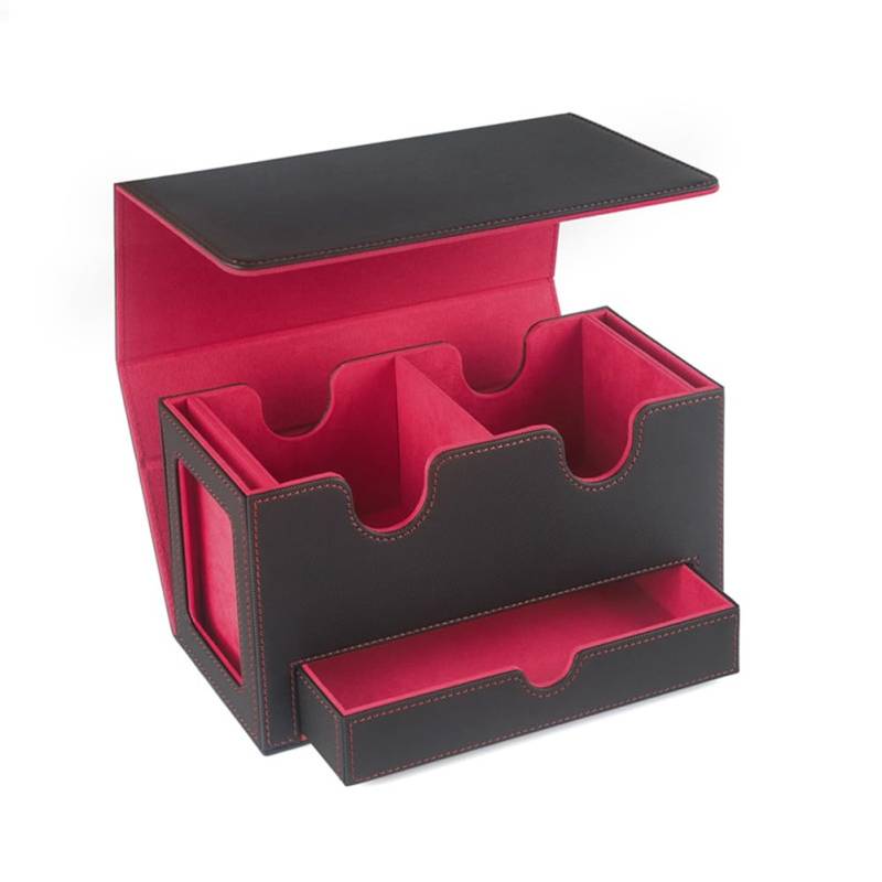 Tdkjfoutr Tragbare Aufbewahrungsbox für Magnetische Spielkarten, Schubladen-Aufbewahrungsbox mit Sichtfenster, Kartenhalter für Spielkarten, Rot von Tdkjfoutr