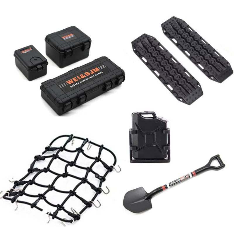 Tdkjfoutr Universal 8 Teile/Satz Simulierte Dekoration Koffer Gepäcknetz Schaufel für TRX4 SCX10 90046 1/10 RC Auto Ersatzzubehör Orange von Tdkjfoutr