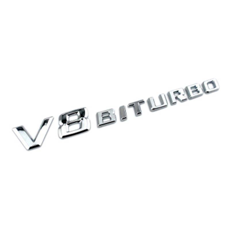 Tebinzi 2PCS BITURBO Emblem Zeichen Chrom Schriftzug 3D Logo Auto Aufkleber Tuning Sticker Kunststoff, Links & Rechts Selbstklebendes Typenschild Für Mercedes-Benz AMG Dekoration Modifiziert von Tebinzi