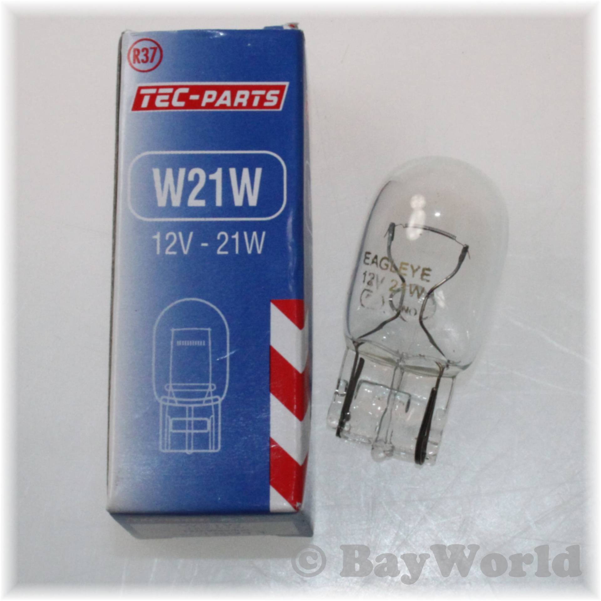 TecParts W21W 12V Glassockel Birne W3x16d Sockel (T20 Weedge) von TecParts