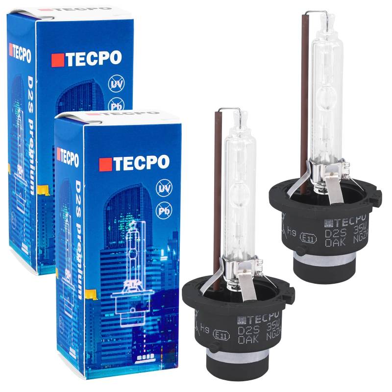TECPO 2X D2S Xenon Brenner Premium 12V-35W 4300K KALTWEIß Scheinwerfer-Lampe FERNLICHT ABBLENDLICHT P32d-2 E11 von TECPO
