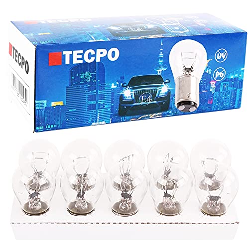 TECPO P21/4W Bremslicht Rücklicht BAZ15D Glühbirne 12V 21/4W Kugellampe 10 Stück von TECPO
