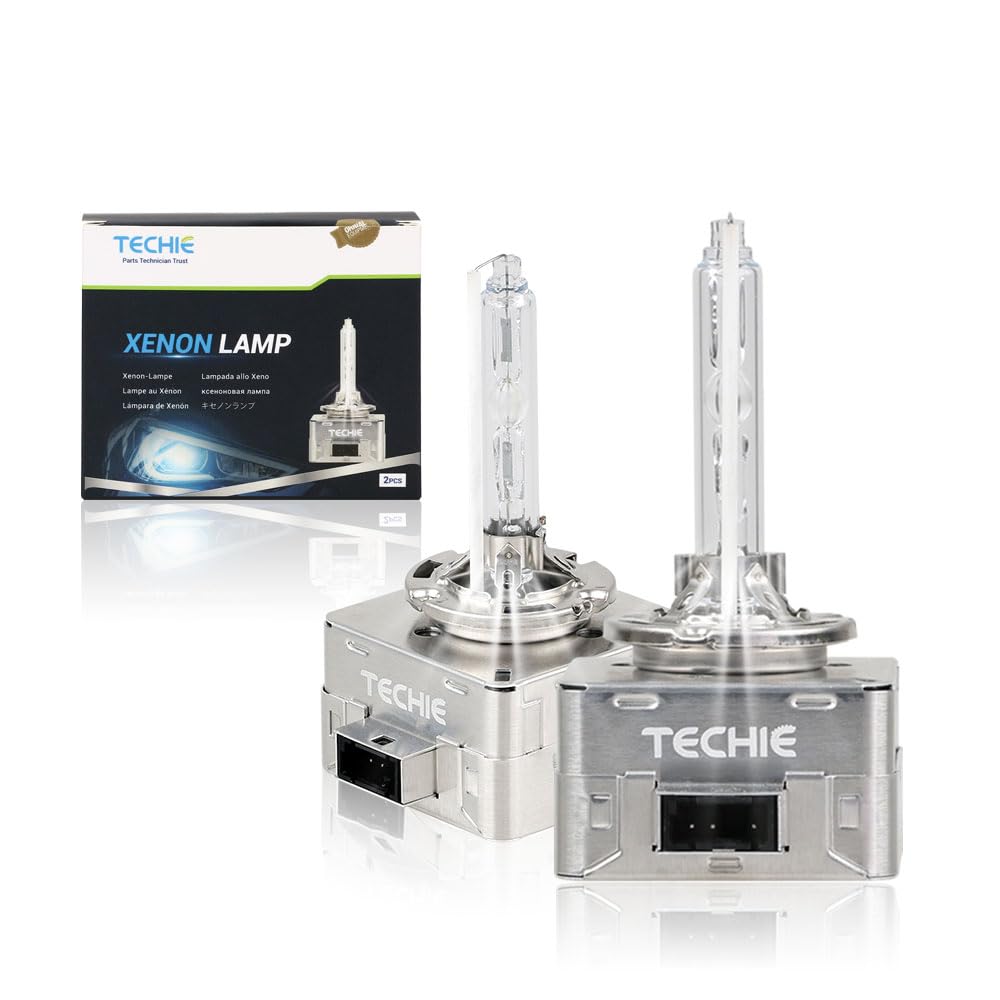 Techie D1S Xenon Brenner 4300k, 12V 35W Xenon Auto Scheinwerferlampe, Weißlicht Aluminium Fahrzeugscheinwerferbirne, HID Entladungs Lampe Ersatz Kit– 2 Stück (D1S-4300K) von Techie
