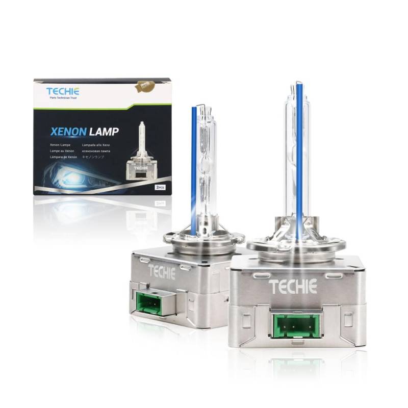 Techie D3S Xenon Brenner 8000k, 12V 35W Xenon Auto Scheinwerferlampe, Kaltblau Aluminium Fahrzeugscheinwerferbirne, HID Entladungs Lampe Ersatz Kit– 2 Stück (D3S-8000K) von Techie