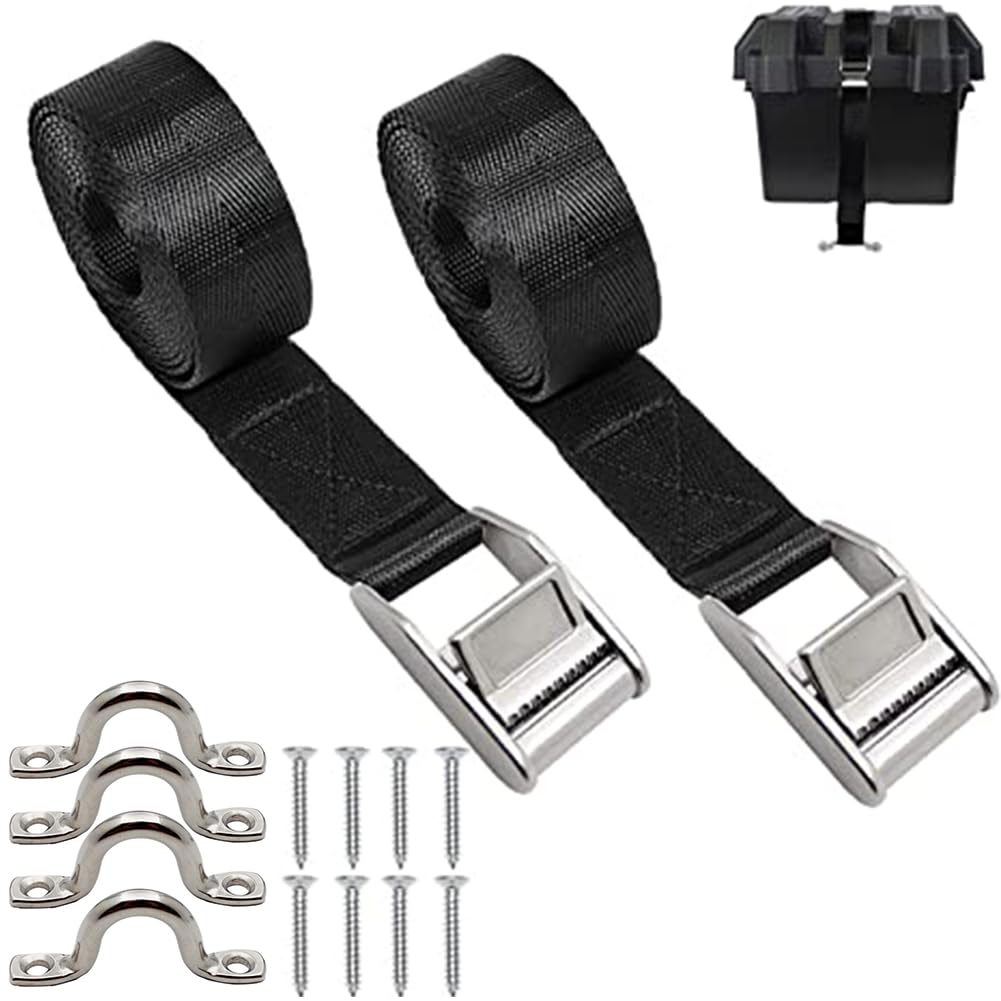 Batterie-Spanngurt-Set für Boote, Batteriekasten-Haltegurt für Gas-Kraftstoff, Edelstahl-Nockenschnalle, Deckschlaufen-Halterungen für Kraftstofftankkühler, Boote, Gepäckgurt, Autos Batterie-Spanngurt-Set für Boote, Batteriekasten-Haltegurt für Gas-Kraftstoff, Edelstahl-Nockenschnalle, Deckschlaufen-Halterungen für Kraftstofftankkühler, Boote, Gepäckgurt, Autos von Techigher