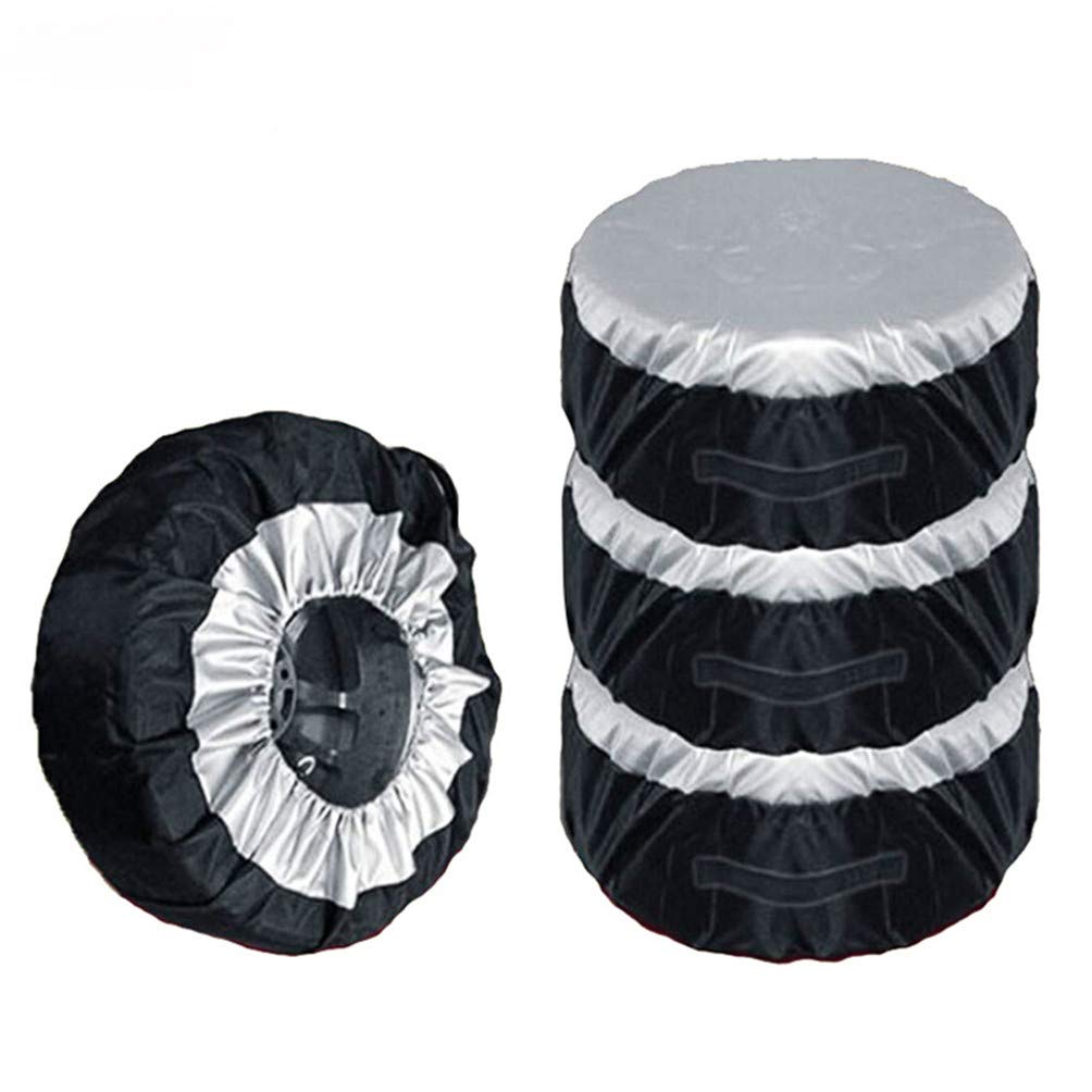 Techwills Reifenabdeckung Ersatzteil für Autoreifen, für 13-19-Zoll-Reifen, Black & Silver, Reifen-Aufbewahrungstasche Protector Rain Dust Proof (4) von Techwills