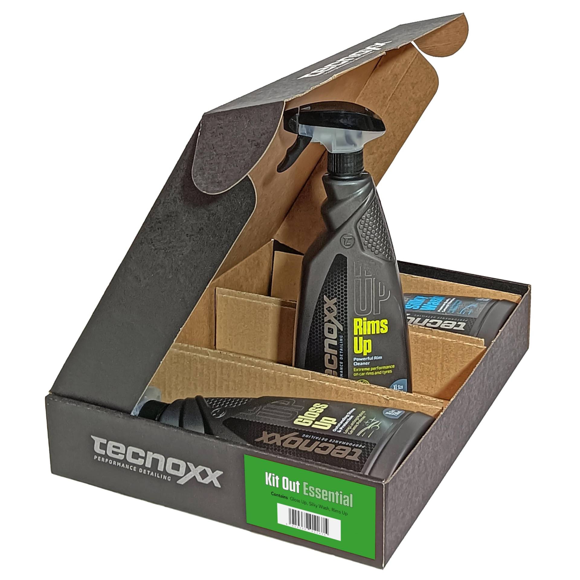 Tecnoxx - Kit Out Essential 3 Produkte Pro für die Reinigung und Außenpflege von Autos XL Größe Behälter 750 ml Enthält Premium Waschmittel, Karosserie- und Außenpolitur sowie Felgenreiniger von Tecnoxx Performance Detailing