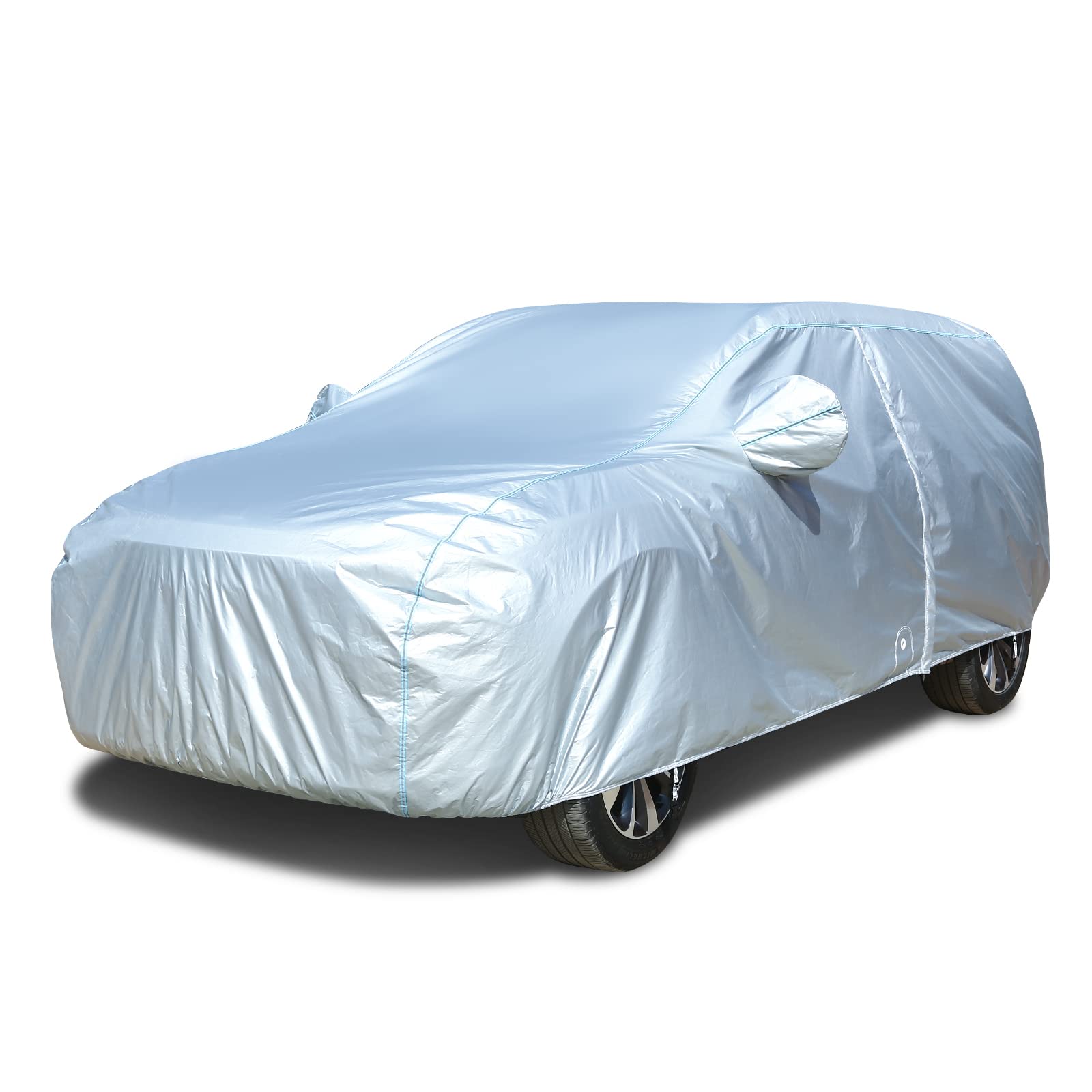 Tecoom Autoabdeckung, wasserdicht, für jedes Wetter, 3 Schichten, weiches Baumwoll-Fleece-Futter, SUV-Autoabdeckung mit Reißverschluss-Tür und Schloss, Winddicht, Regen, Sonne, UV-Hagelschutz, Tecoom Autoabdeckung, wasserdicht, für jedes Wetter, 3 Schichten, weiches Baumwoll-Fleece-Futter, SUV-Autoabdeckung mit Reißverschluss-Tür und Schloss, Winddicht, Regen, Sonne, UV-Hagelschutz, von Tecoom