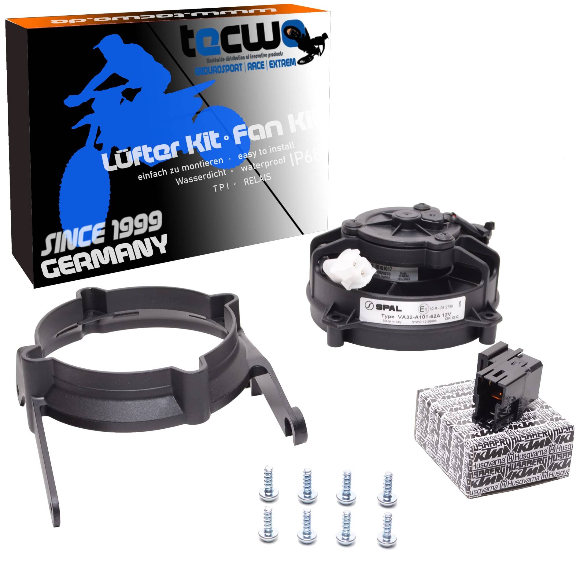 Original SPAL Kühlerlüfter für 4-Takt Modell TPI KTM EXC-F 250 350 450 500 Husqvarna FE GASGAS EC ab Baujahr 2018 bis 2023 Komplett-Set, unglaublich einfache Plug and Play Installation Original SPAL Kühlerlüfter für 4-Takt Modell TPI KTM EXC-F 250 350 450 500 Husqvarna FE GASGAS EC ab Baujahr 2018 bis 2023 Komplett-Set, unglaublich einfache Plug and Play Installation von Tecwo