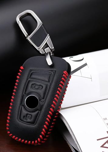 Leder Schlüssel Hülle PU für BMW 1 3 4 5 6 Autoschlüssel F Serie - schwarz Schutzhülle Cover (Schwarz) von Tedkine