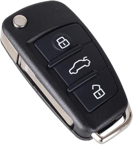 Tedkine Klapp Schlüssel Gehäuse kompatibel mit Audi Autoschlüssel ohne Transponder Batterien Elektronik - schwarz von Tedkine