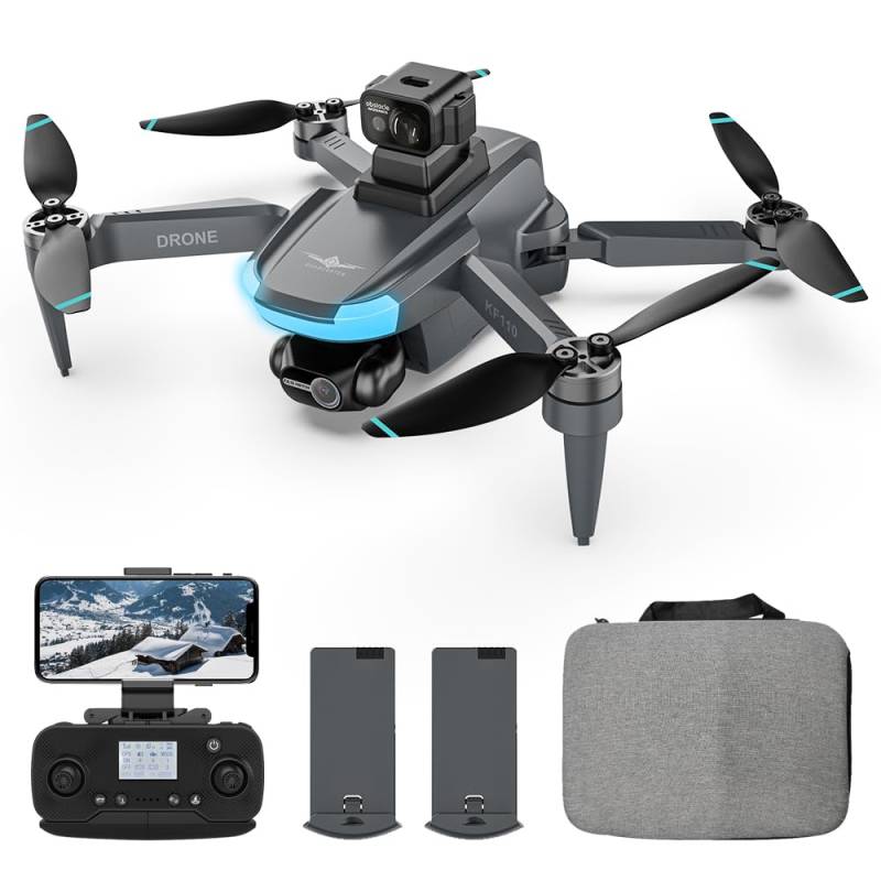 Teeggi KF110 Drohne mit 4K Kamera, Wiegt nur 230 Gramm,360° Laser Hindernisvermeidung, 22 Mins Flugzeit, GPS+ Optical Flow Dual Positioning,Professioneller RC Dron mit Bürstenlosem Motor, 2 Batterien von Teeggi