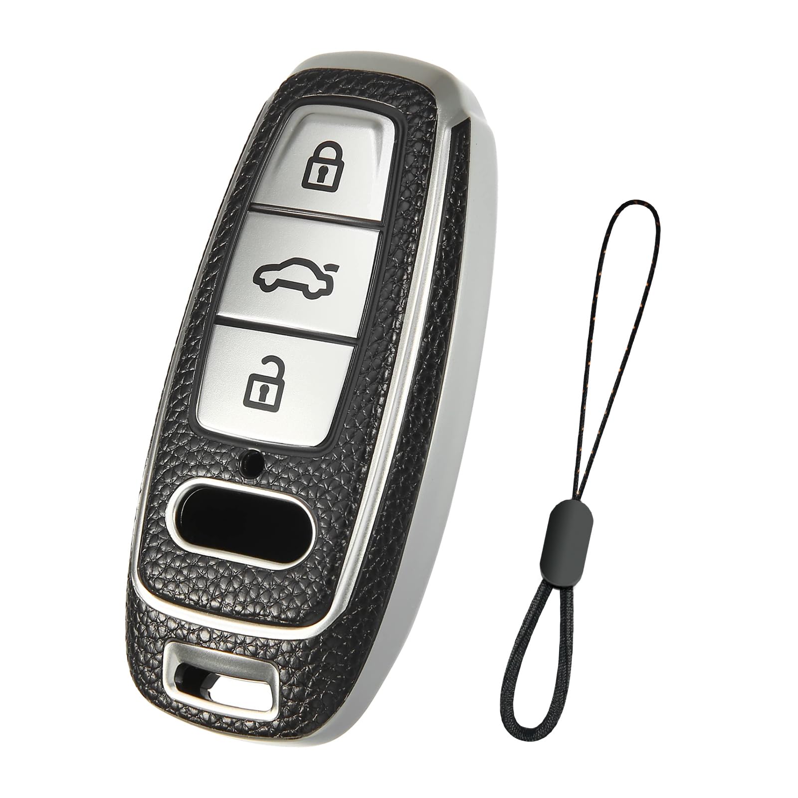 Teenpull Schlüssel Hülle für Audi A6L A6 A7 A8 Q7 Q8 E-Tron 2018-2024 A3 S3 S6 SQ7 RS6 S7 RS7 Schutz SchlüsselHülle für Autoschlüssel mit Schlüsselanhänger Autozubehör (B-Schwarz) von Teenpull