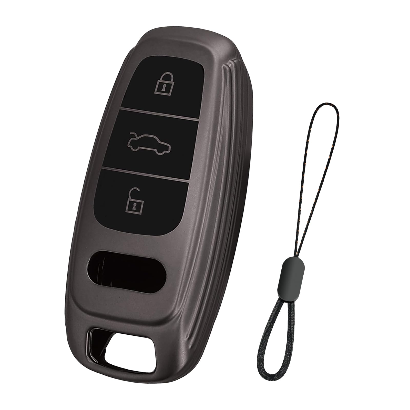 Teenpull Schlüssel Hülle für Audi A6L A6 A7 A8 Q7 Q8 E-Tron 2018-2024 A3 S3 S6 SQ7 RS6 S7 RS7 Schutz SchlüsselHülle für Autoschlüssel mit Schlüsselanhänger Autozubehör (E-Schwarz) von Teenpull