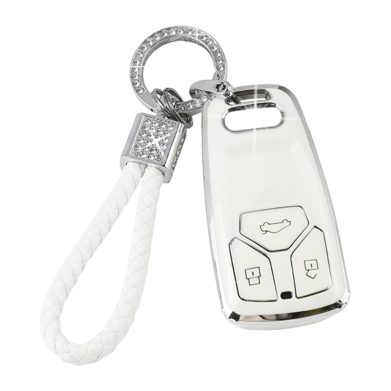 Teenpull Schlüsselhülle mit Schlüsselanhänger Passt für Audi A4 S4 RS4 B9 A5 F5 S5 RS5 A6 A7 C8 A8 S8 D5 Q2 Q5 SQ5 Q7 SQ7 TT Schlüssel hülle mit Bling Schlüsselanhänger Auto Zubehör von Teenpull