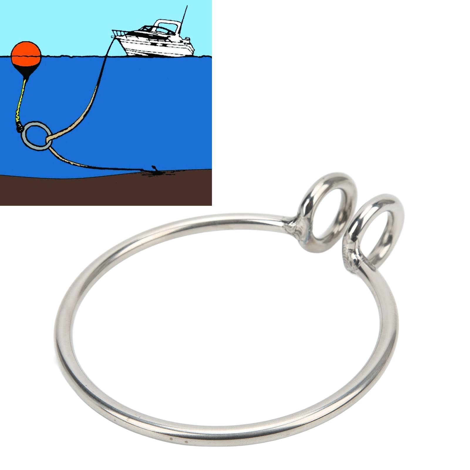 Geschweißter Ankerkugel-Einholring, 8 mm Marine-Anker-Einholring Anker-Einholsystem, Edelstahl poliert für das Boot-Yacht-Fischen von Tefola