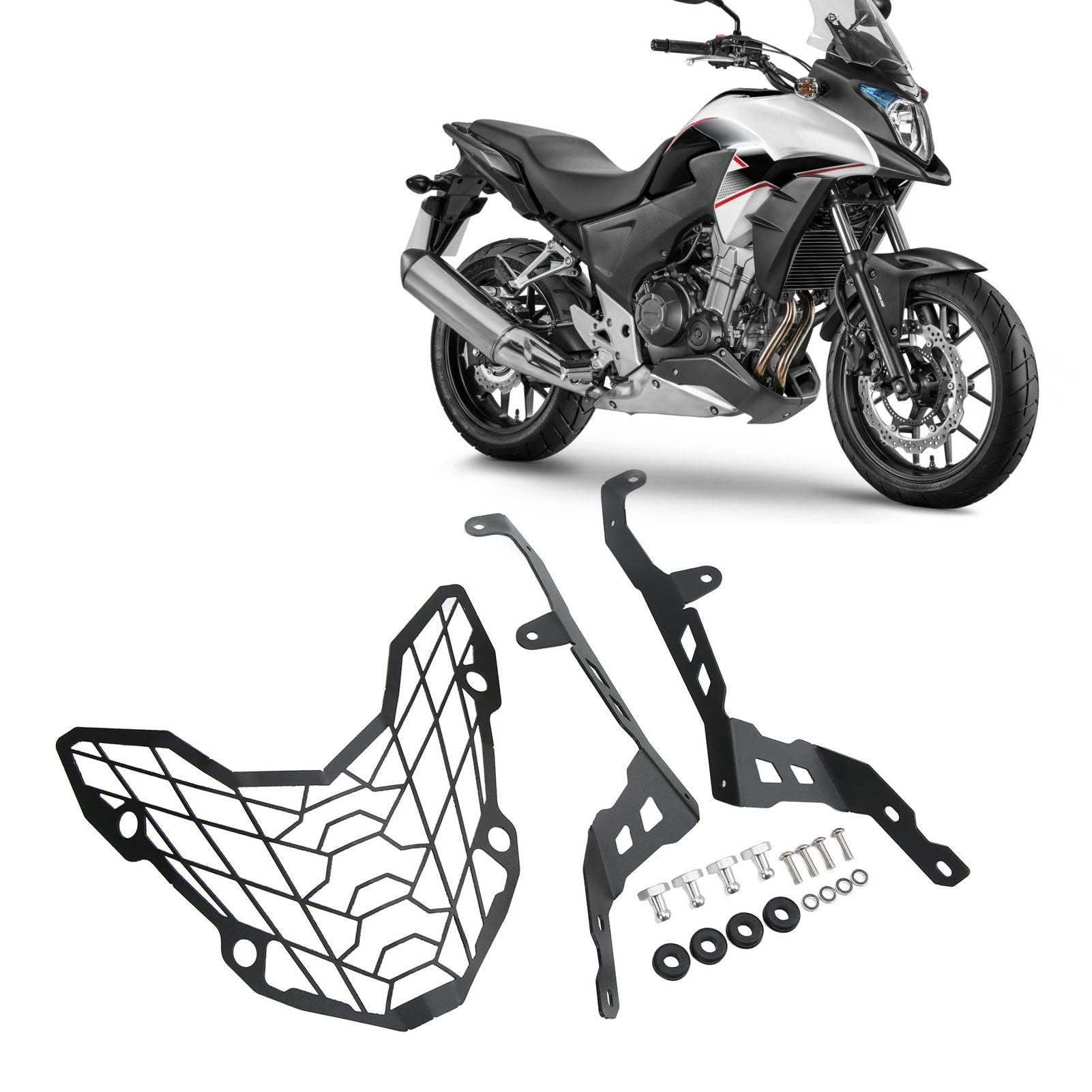 Tefola Motorrad-Scheinwerfergitterschutz, Scheinwerferschutzgitter, CB400X CB500X 2019-2022, Weiß, Kunststoff, Front, Kohlenstoffstahl Tefola Motorrad-Scheinwerfergitterschutz, Scheinwerferschutzgitter, CB400X CB500X 2019-2022, Weiß, Kunststoff, Front, Kohlenstoffstahl von Tefola