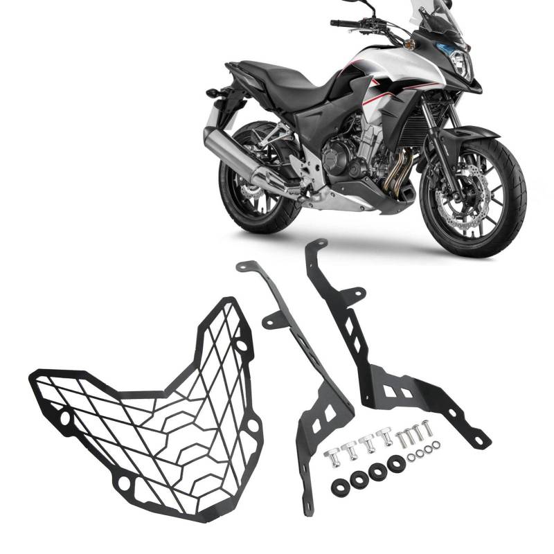 Tefola Motorrad-Scheinwerfergitterschutz, Scheinwerferschutzgitter, CB400X CB500X 2019-2022, Weiß, Kunststoff, Front, Kohlenstoffstahl von Tefola