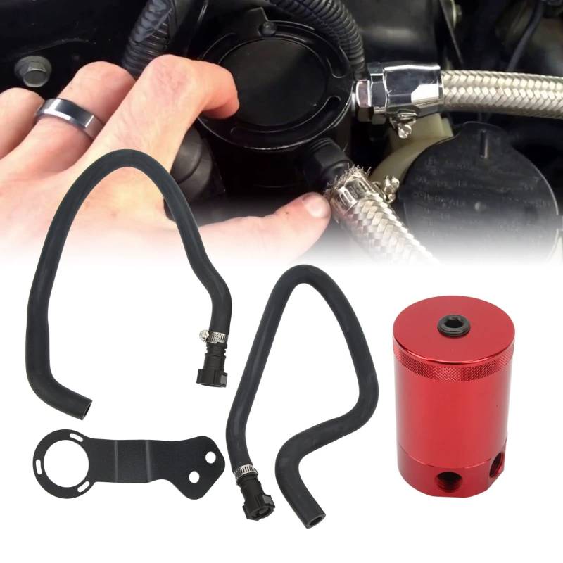 Tefola Baffled Oil Catch Can für Camaro SS ab 2016, PCV-Ölabscheider-Reservoir-Tank, 6,2-l-Tankreservoir-Kit, Ersatz aus Aluminiumlegierung(Rot) von Tefola