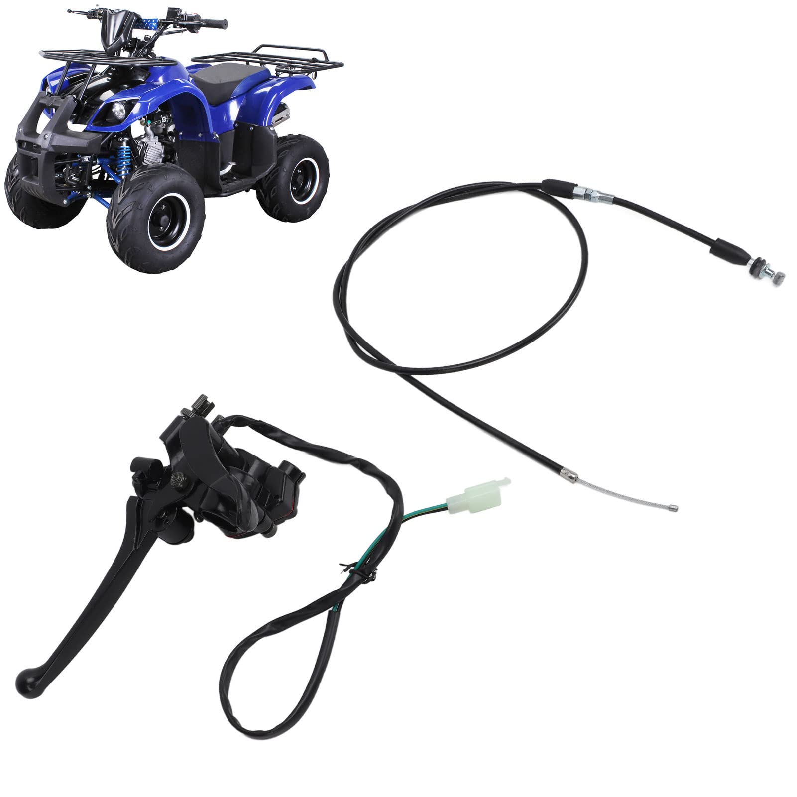 Thumb Throttle Dual Brake Lever, Thumb Throttle Cable with Dual Brake Lever Assy 22 mm Aluminiumlegierung für 50‑250 cc ATV Go Kart von Tefola