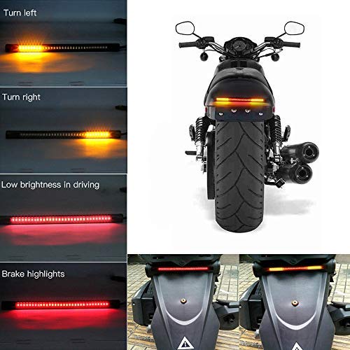 Teguangmei Motorrad LED Rückstreifen Licht 48 LED Rücklicht Bremsstopp/Laufen/Kennzeichen/Blinker Universal Flexibel Wasserdicht Motorrad Streifen Licht 12V von Teguangmei