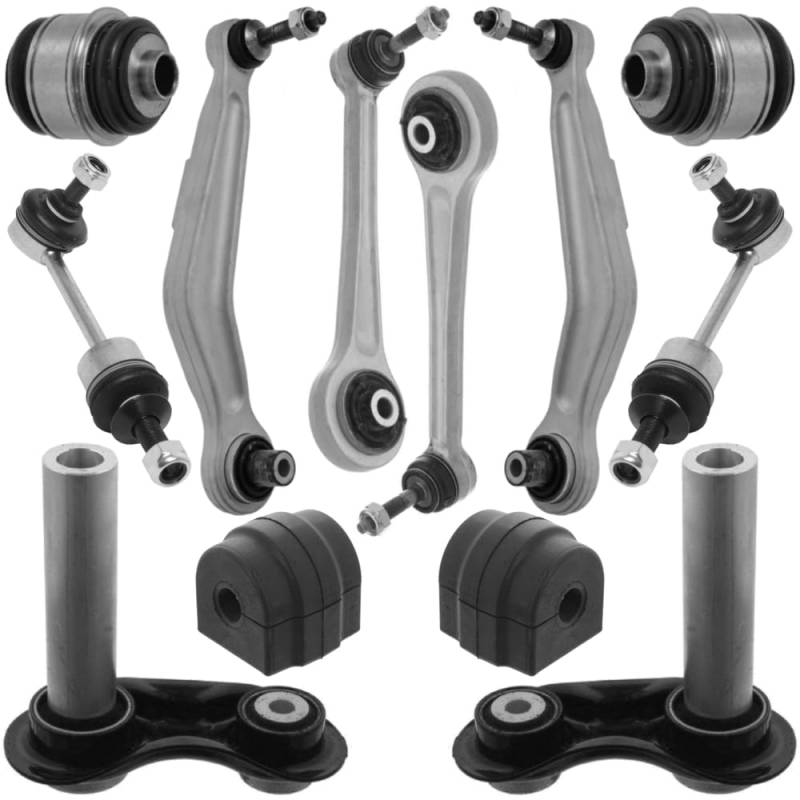 Teilex Germany Querlenker Satz hinten, 12 Teilig, passend für BMW 5 E60 E61, Traggelenk, Koppelstange, Fahrzeugteil, Control Arm, Rear, Legierter Stahl von Teilex Germany