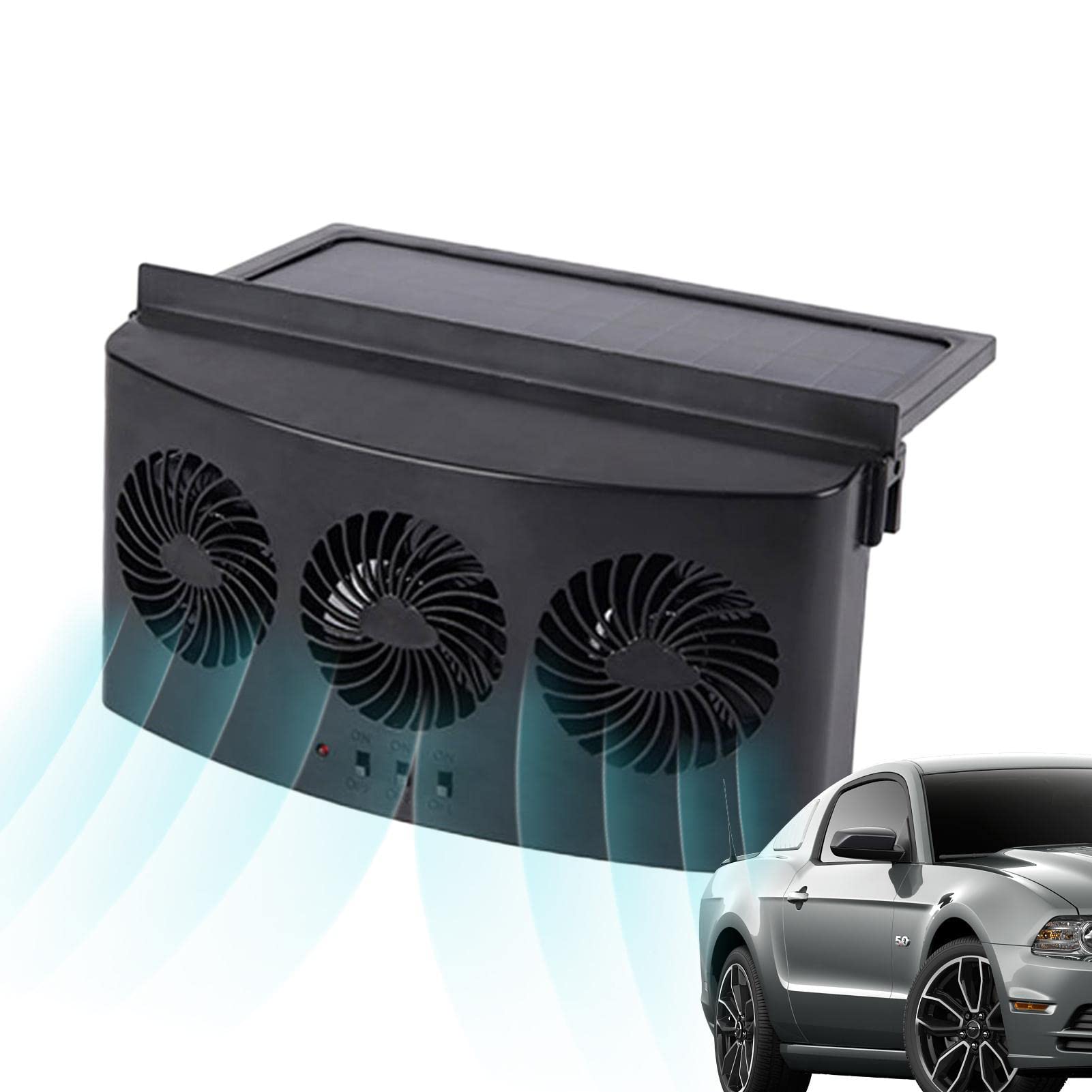 Teksome Solarventilator für Autofenster | Autofensterventilator | Solar-Autoventilator, Fensterlüftung | Auto-Lüfter mit 3 Luftauslässen | Solar-Abluftventilator für jedes Auto von Teksome