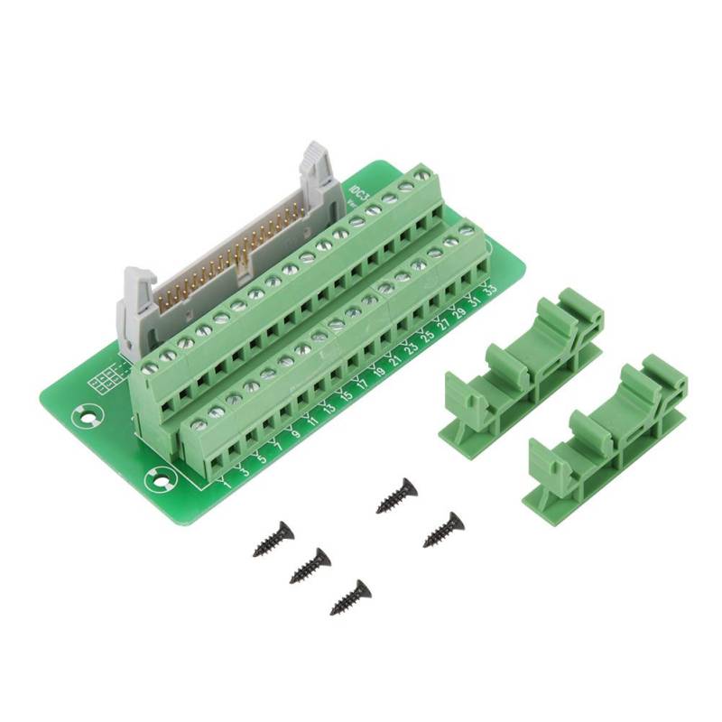 PLC Breakout Board - IDC34P 34Pin Male Header Breakout Board Klemmenblock-Anschluss PLC-Schnittstelle mit Halterung von Telituny